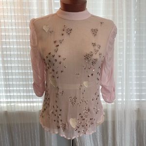 Free People Sheer Romantic Embroidered Blouse